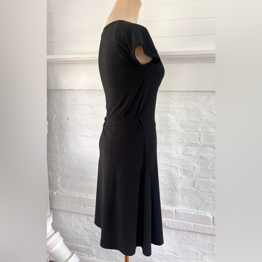 Norma Kamali Wrap Dress Cap Sleeve Sweetheart Neckline Knee Length Size M US 6 - Picture 7 of 12